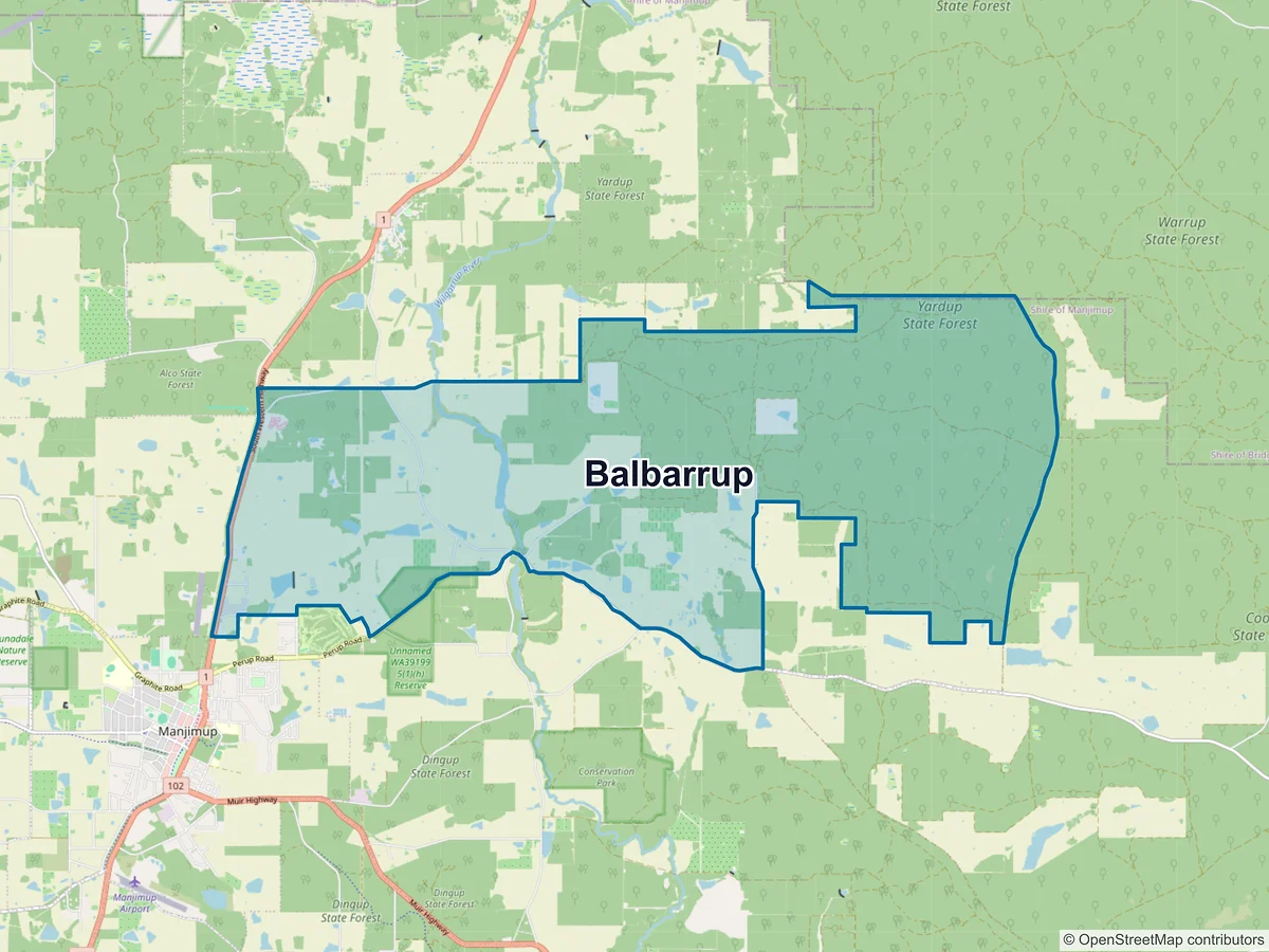 Map of Balbarrup, WA, Australia