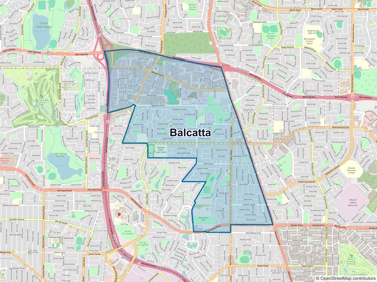 Map of Balcatta, WA, Australia