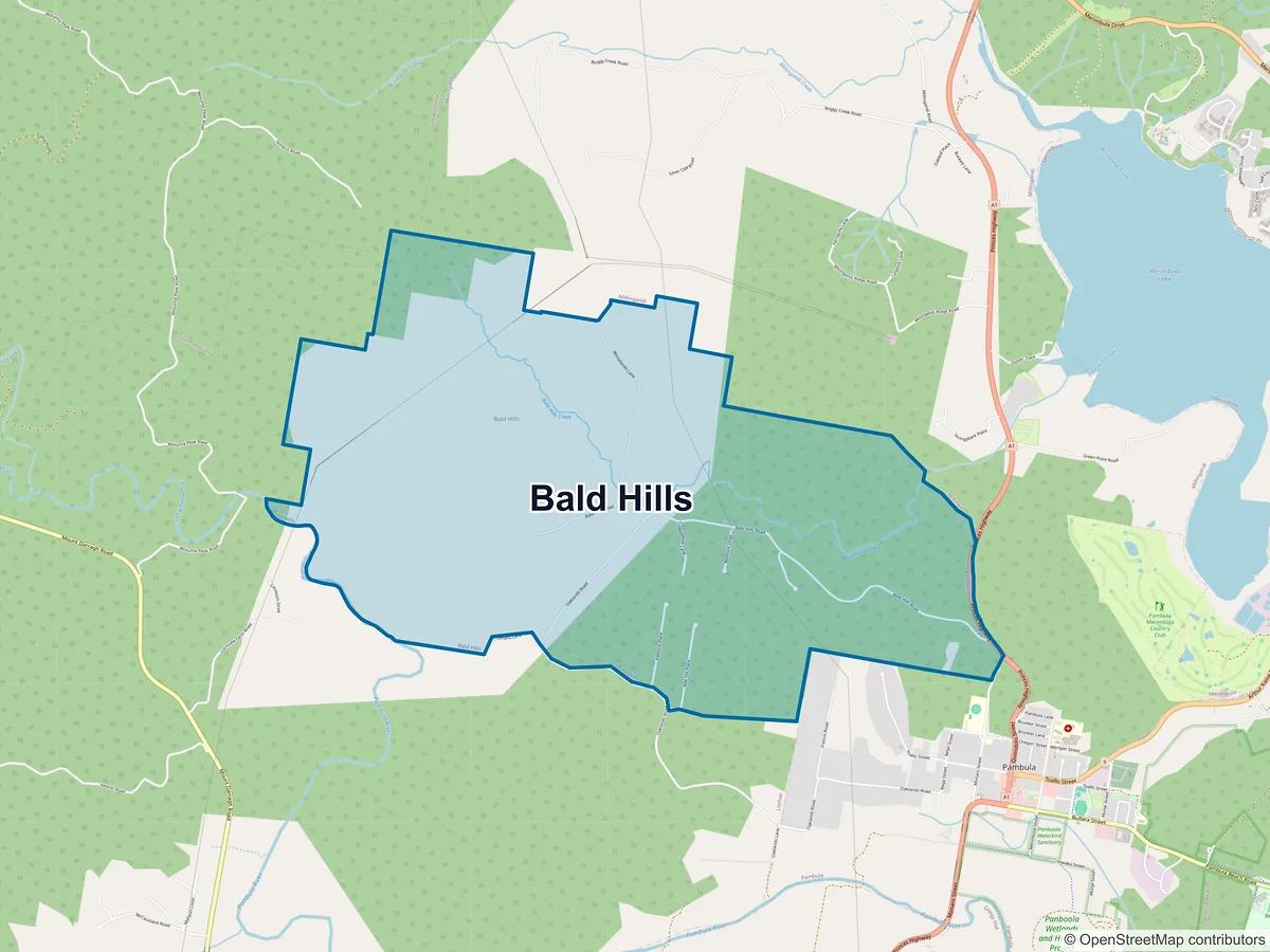 Map of Bald Hills, NSW, Australia