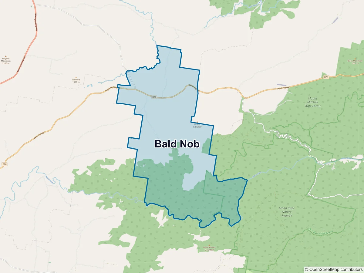 Map of Bald Nob, NSW, Australia