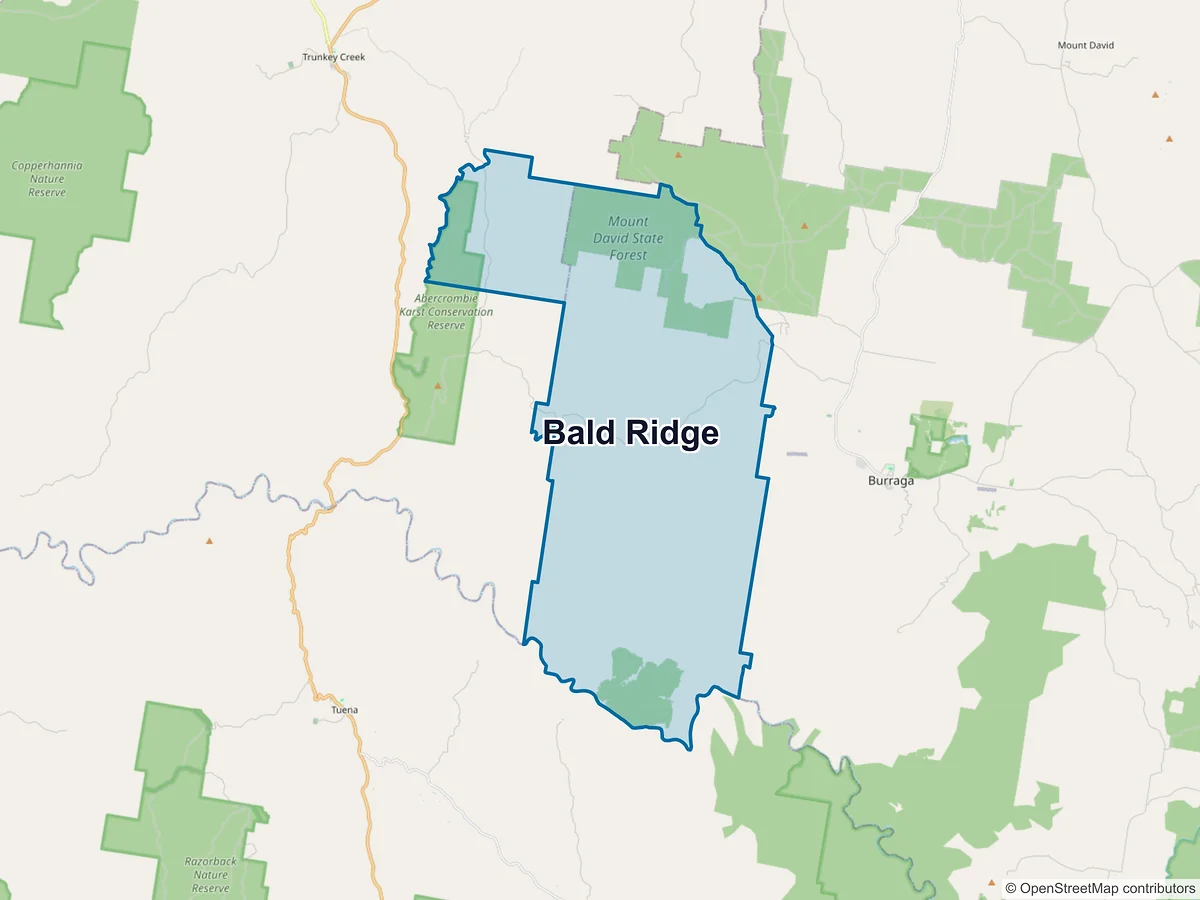 Map of Bald Ridge, NSW, Australia