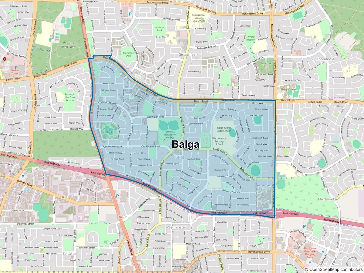 Map of Balga, WA, Australia