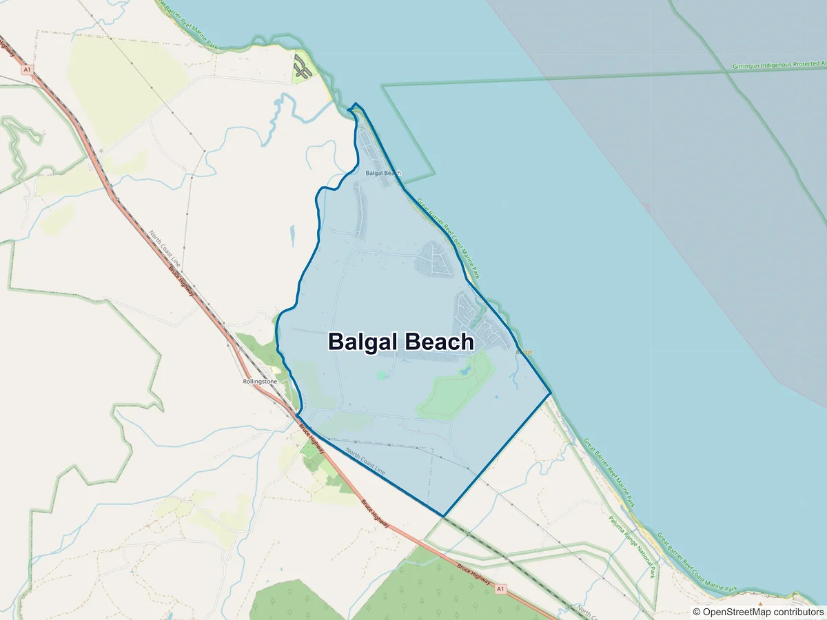 Map of Balgal Beach, QLD, Australia