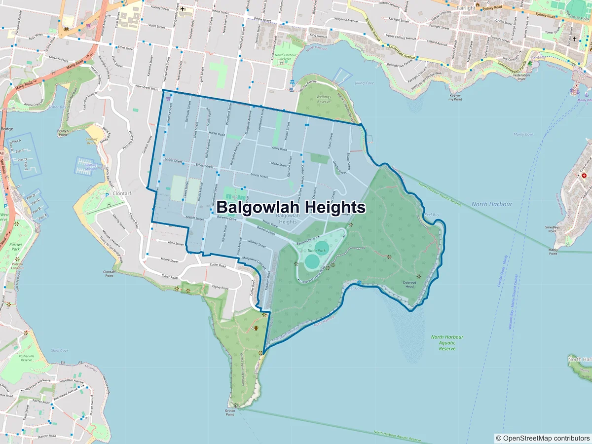 Map of Balgowlah Heights, NSW, Australia