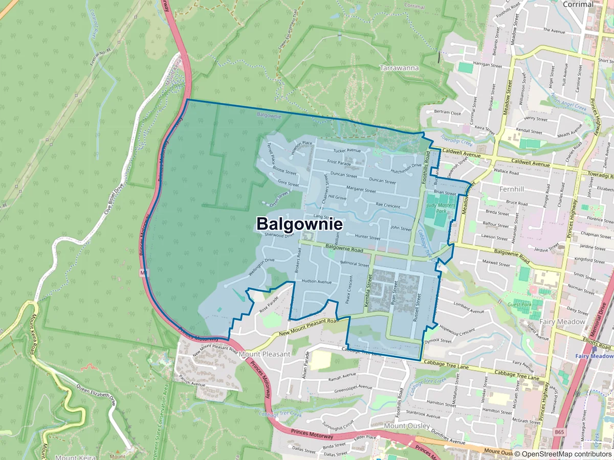 Map of Balgownie, NSW, Australia