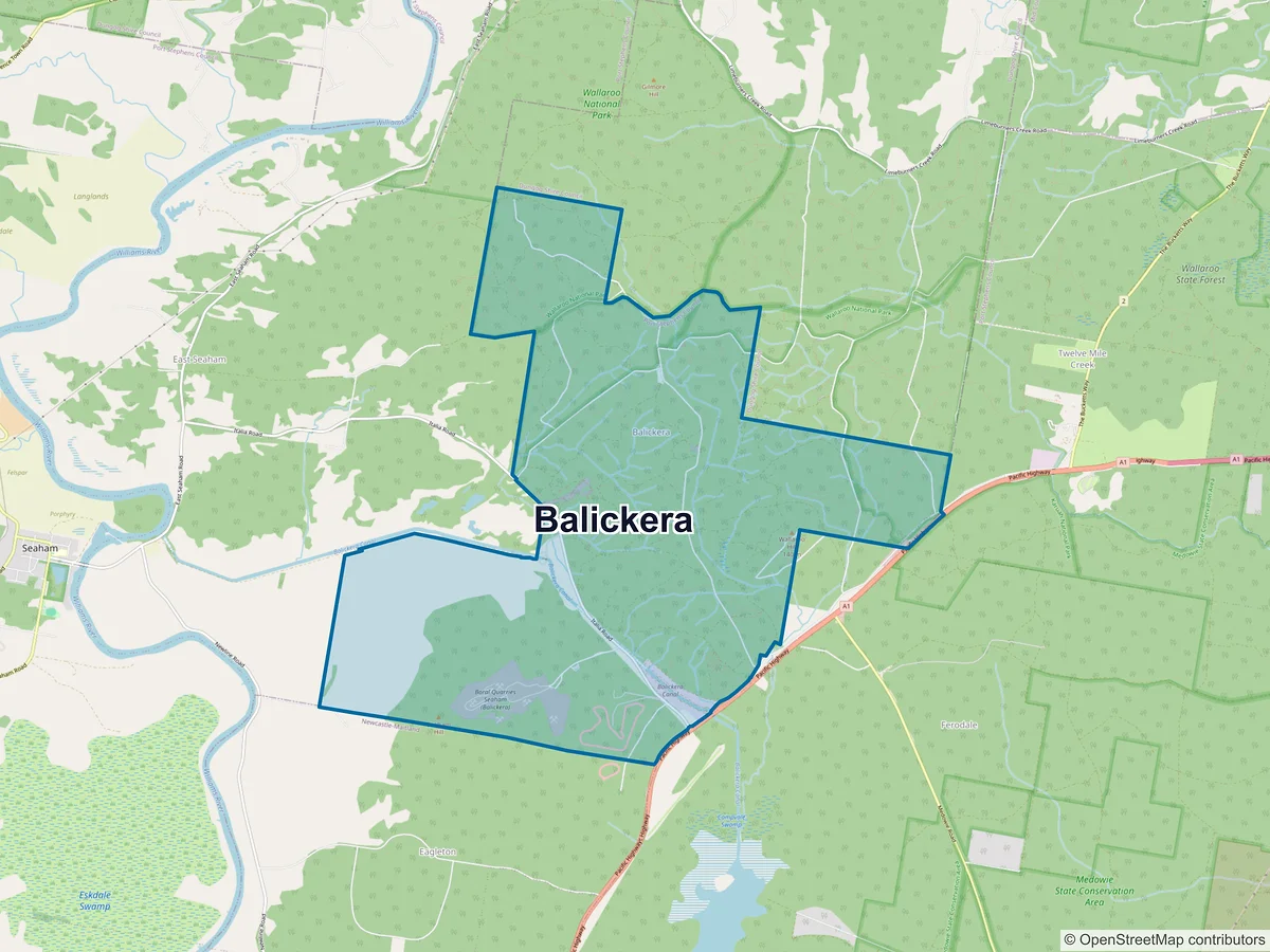 Map of Balickera, NSW, Australia