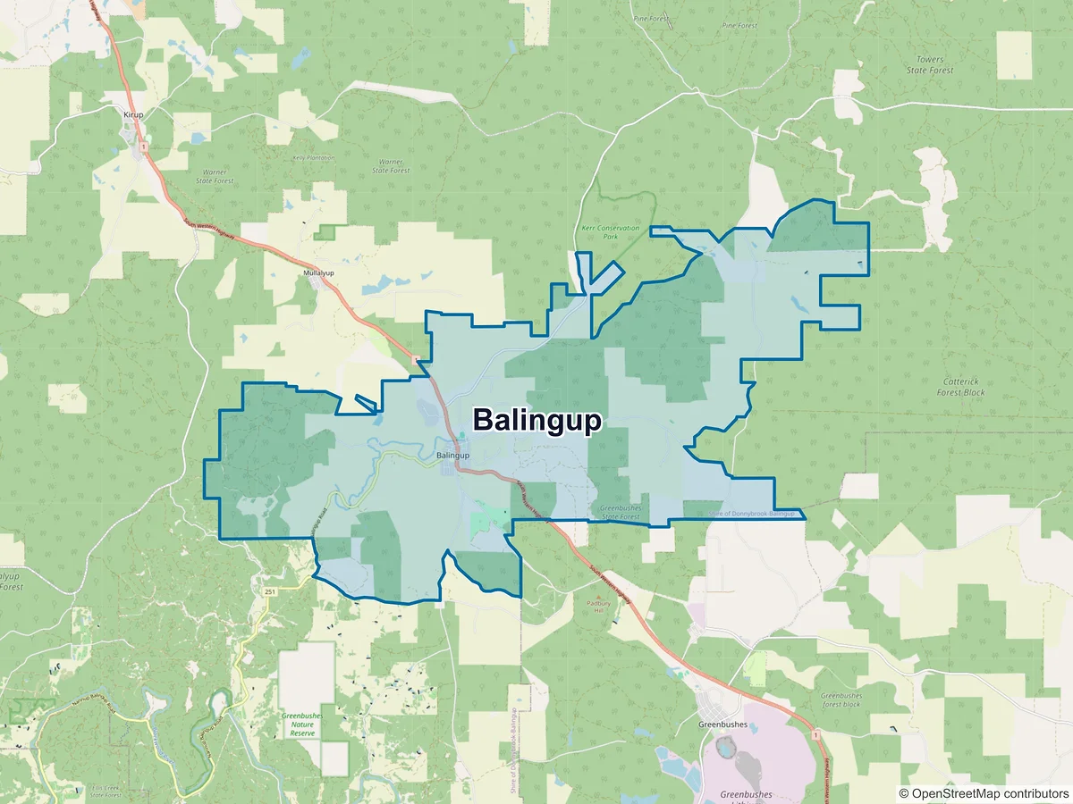 Map of Balingup, WA, Australia