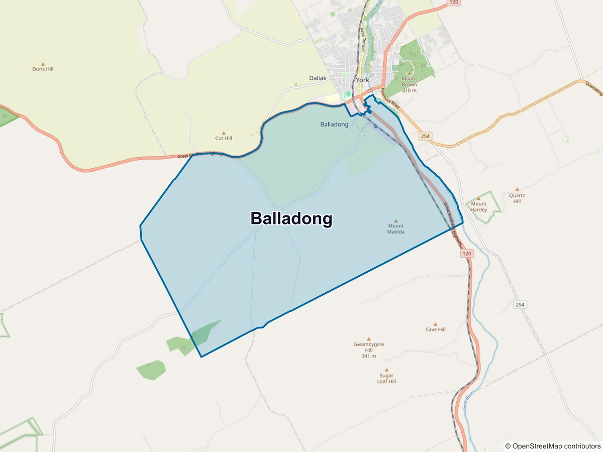 Map of Balladong, WA, Australia