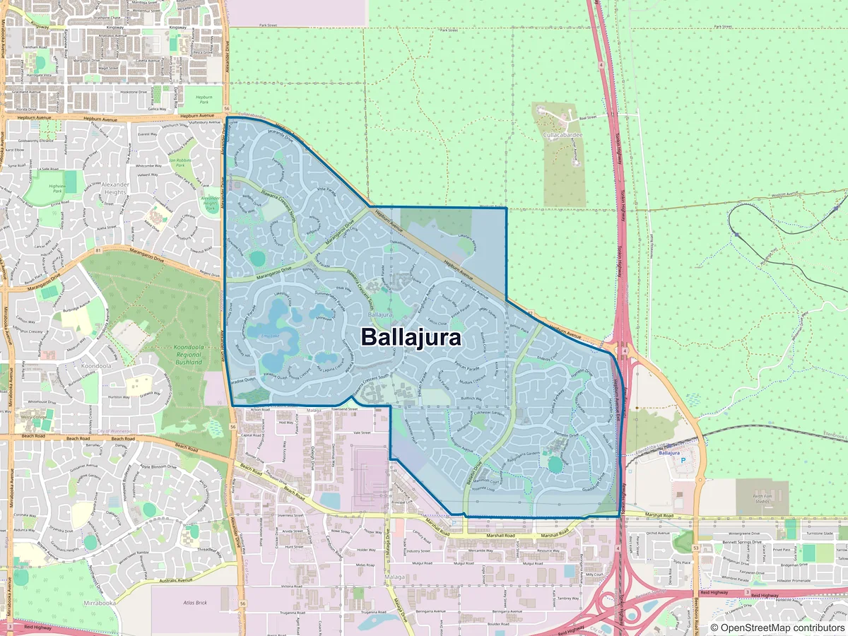 Map of Ballajura, WA, Australia