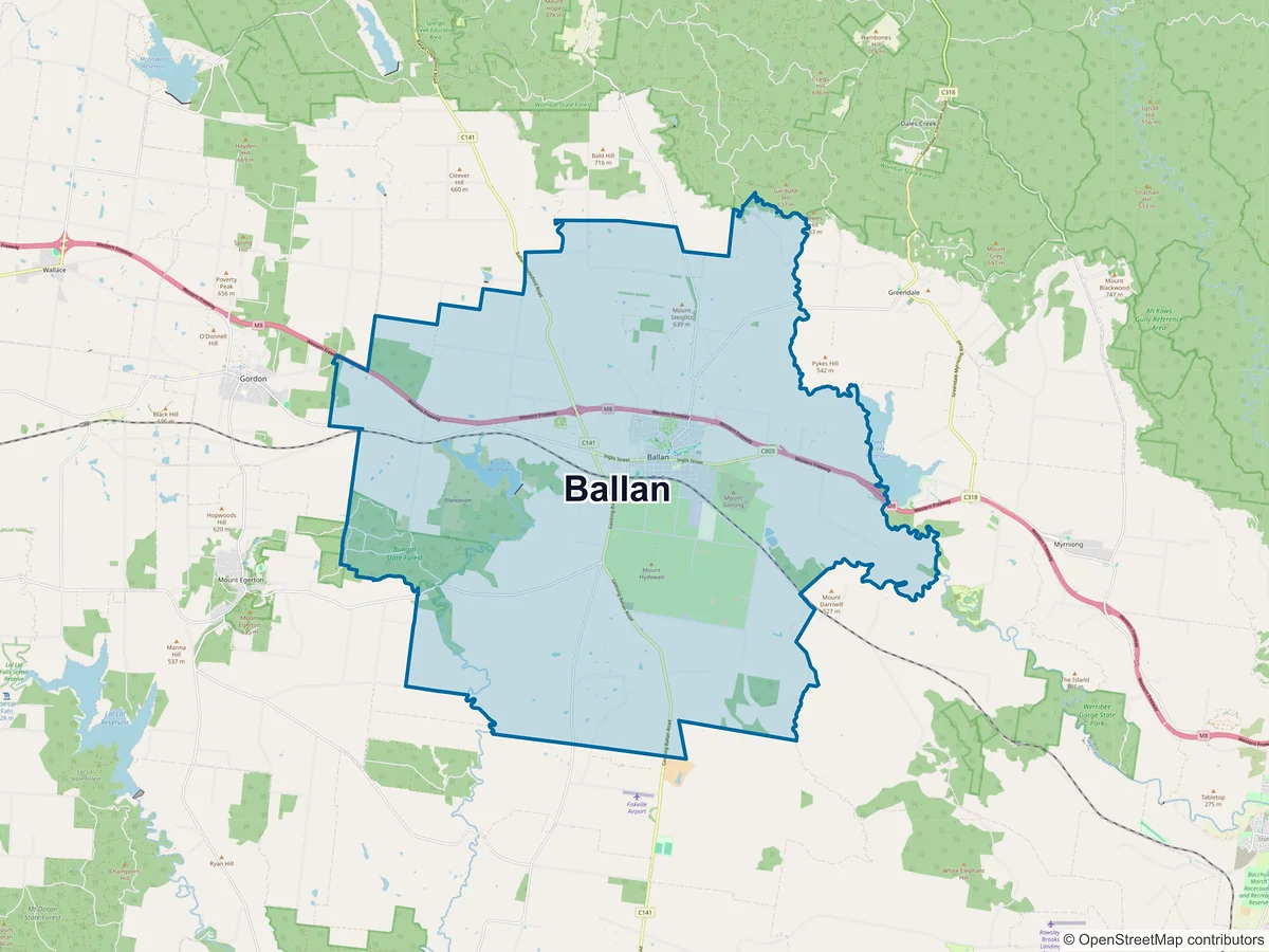 Map of Ballan, VIC, Australia