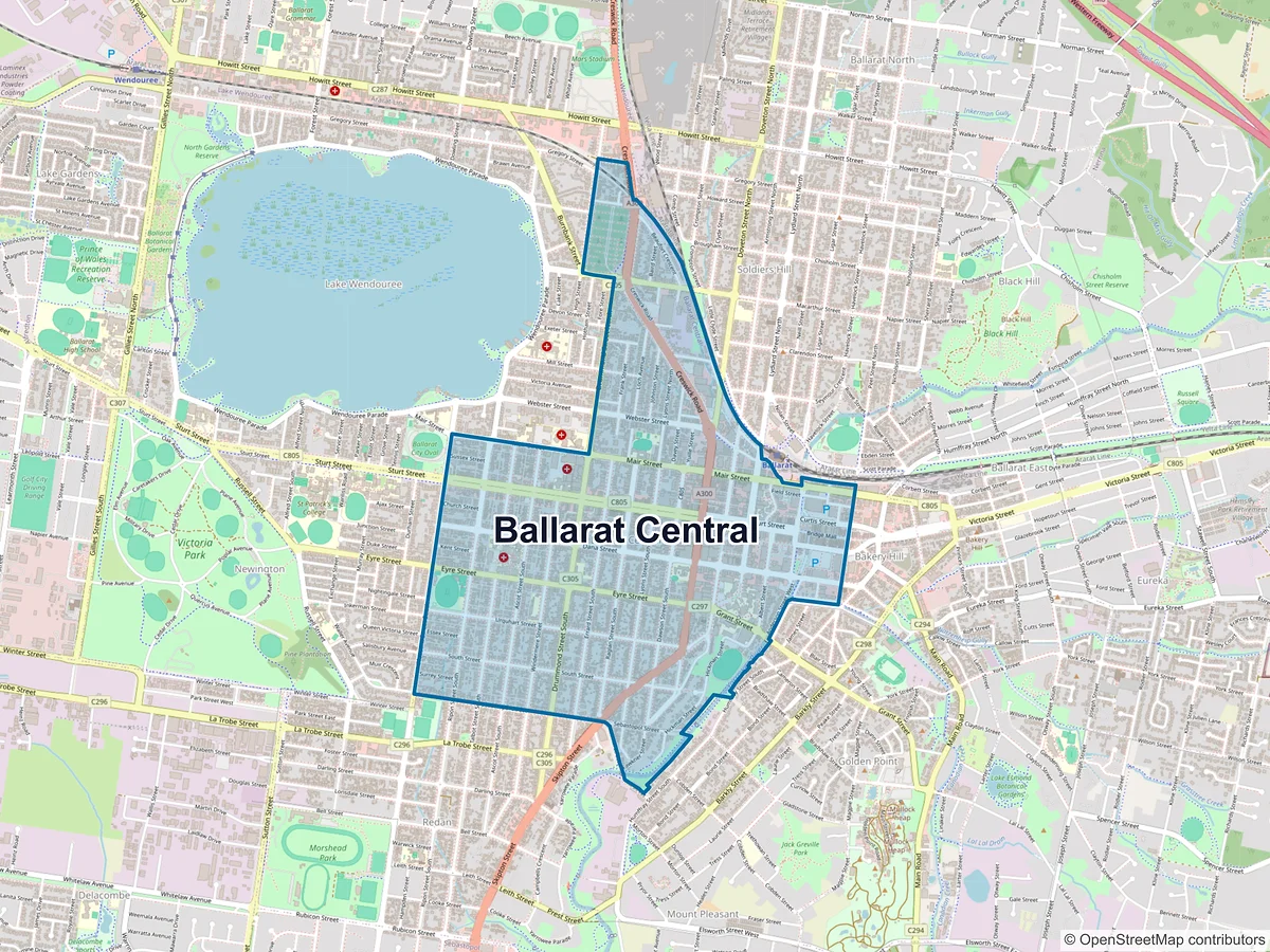 Map of Ballarat Central, VIC, Australia