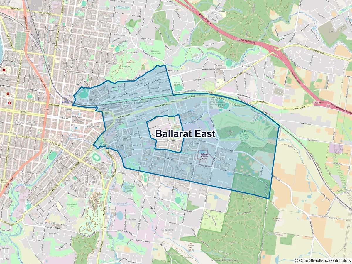Map of Ballarat East, VIC, Australia