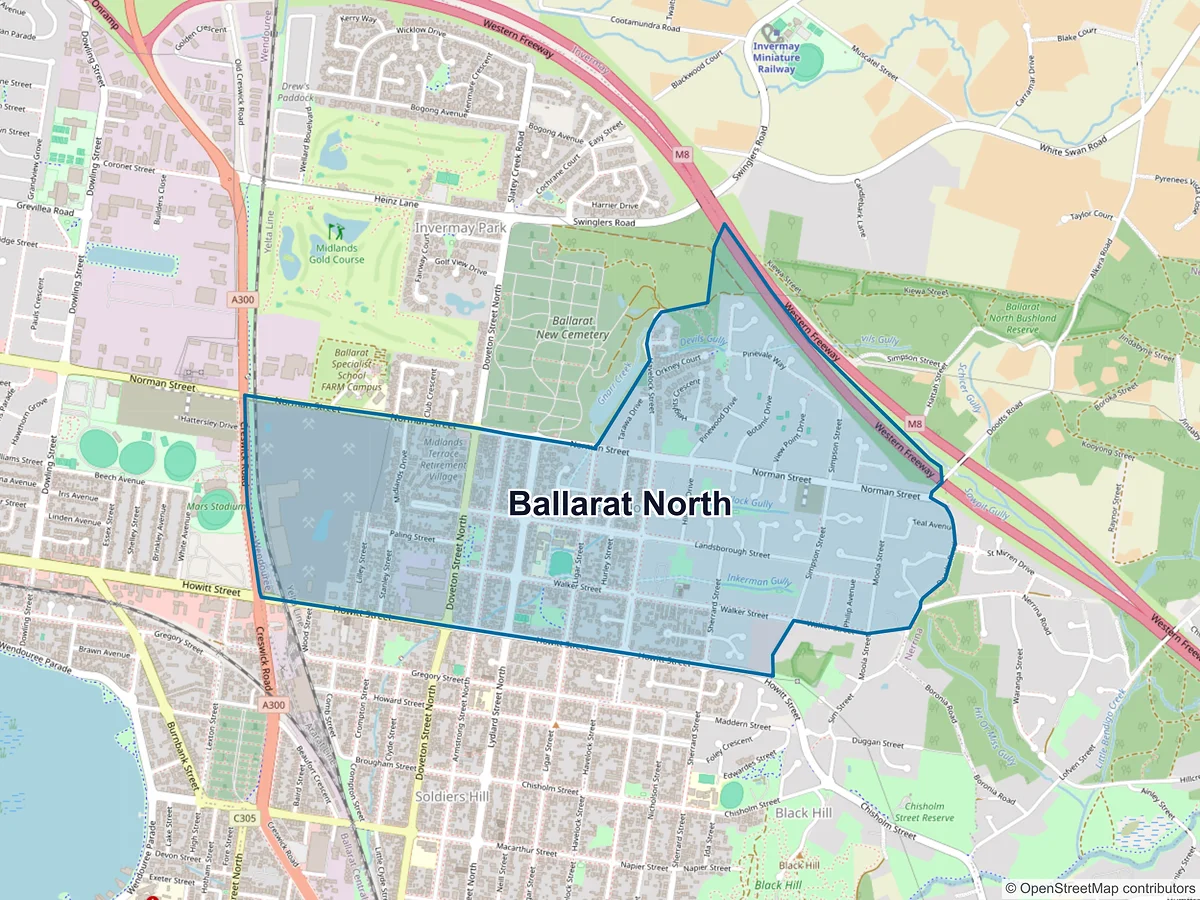 Map of Ballarat North, VIC, Australia