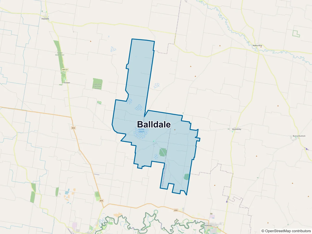 Map of Balldale, NSW, Australia