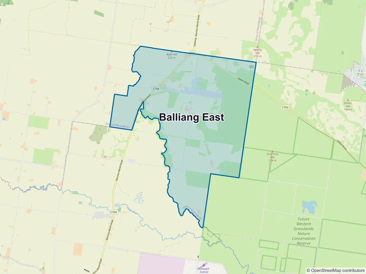 Map of Balliang East, VIC, Australia