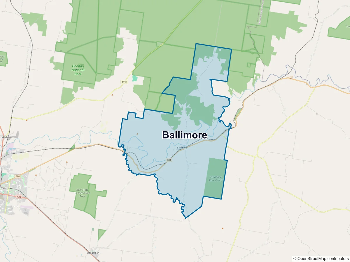 Map of Ballimore, NSW, Australia
