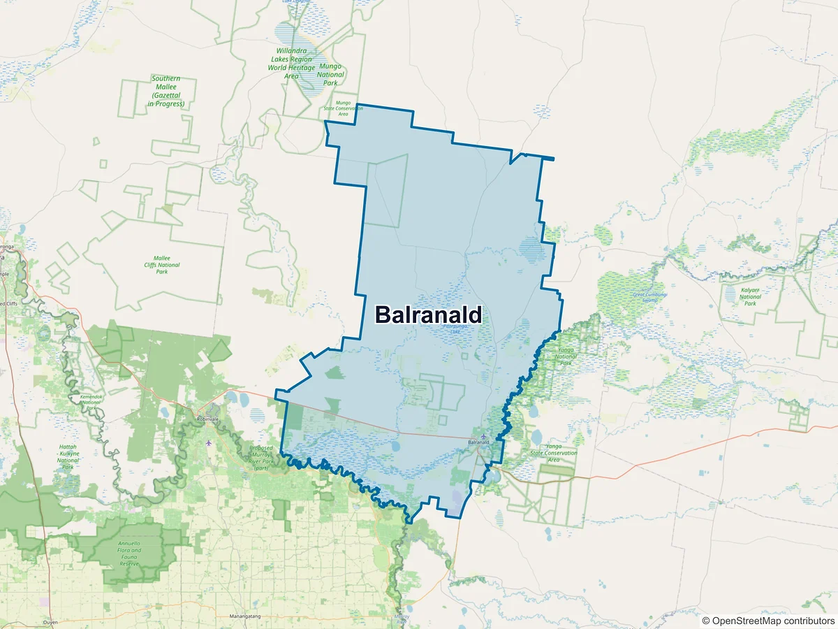Map of Balranald, NSW, Australia