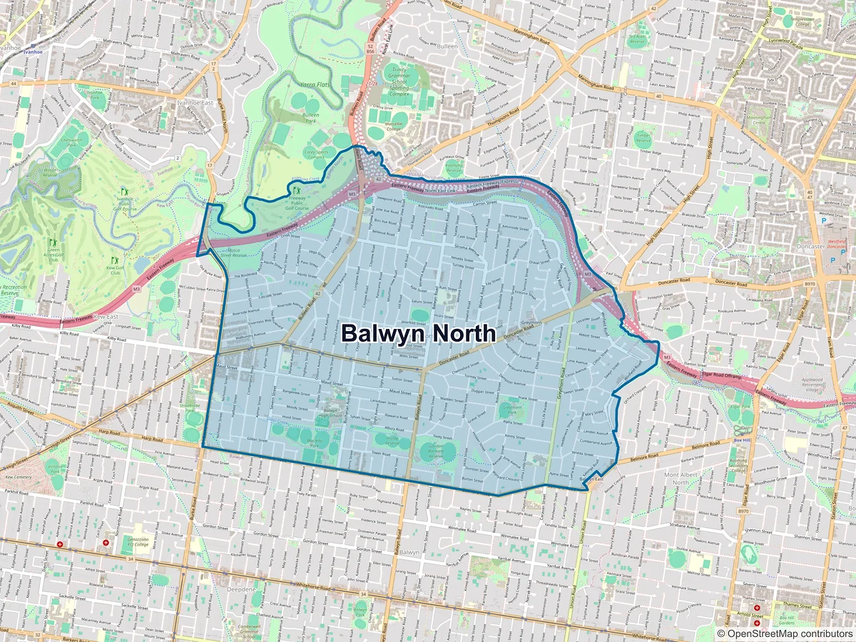 Map of Balwyn North, VIC, Australia