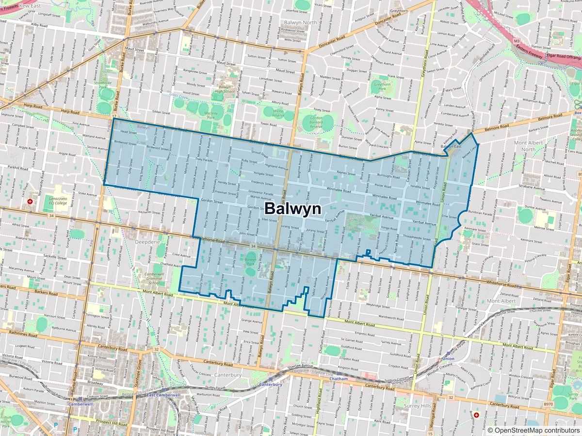 Map of Balwyn, VIC, Australia