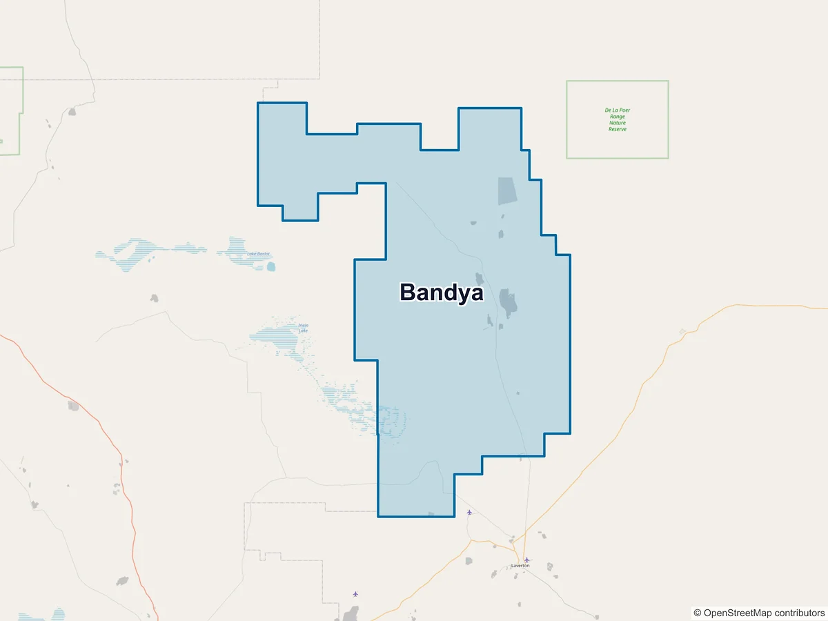 Map of Bandya, WA, Australia