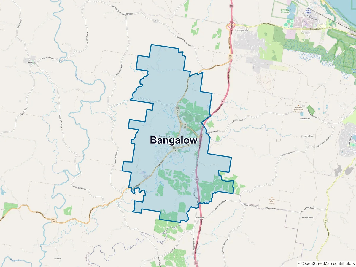 Map of Bangalow, NSW, Australia