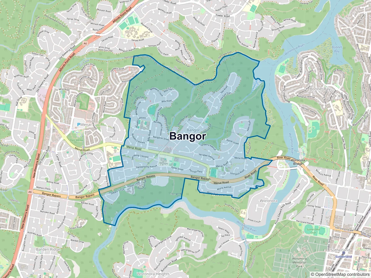 Map of Bangor, NSW, Australia