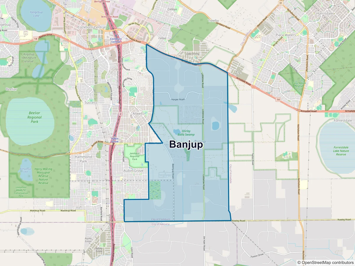 Map of Banjup, WA, Australia