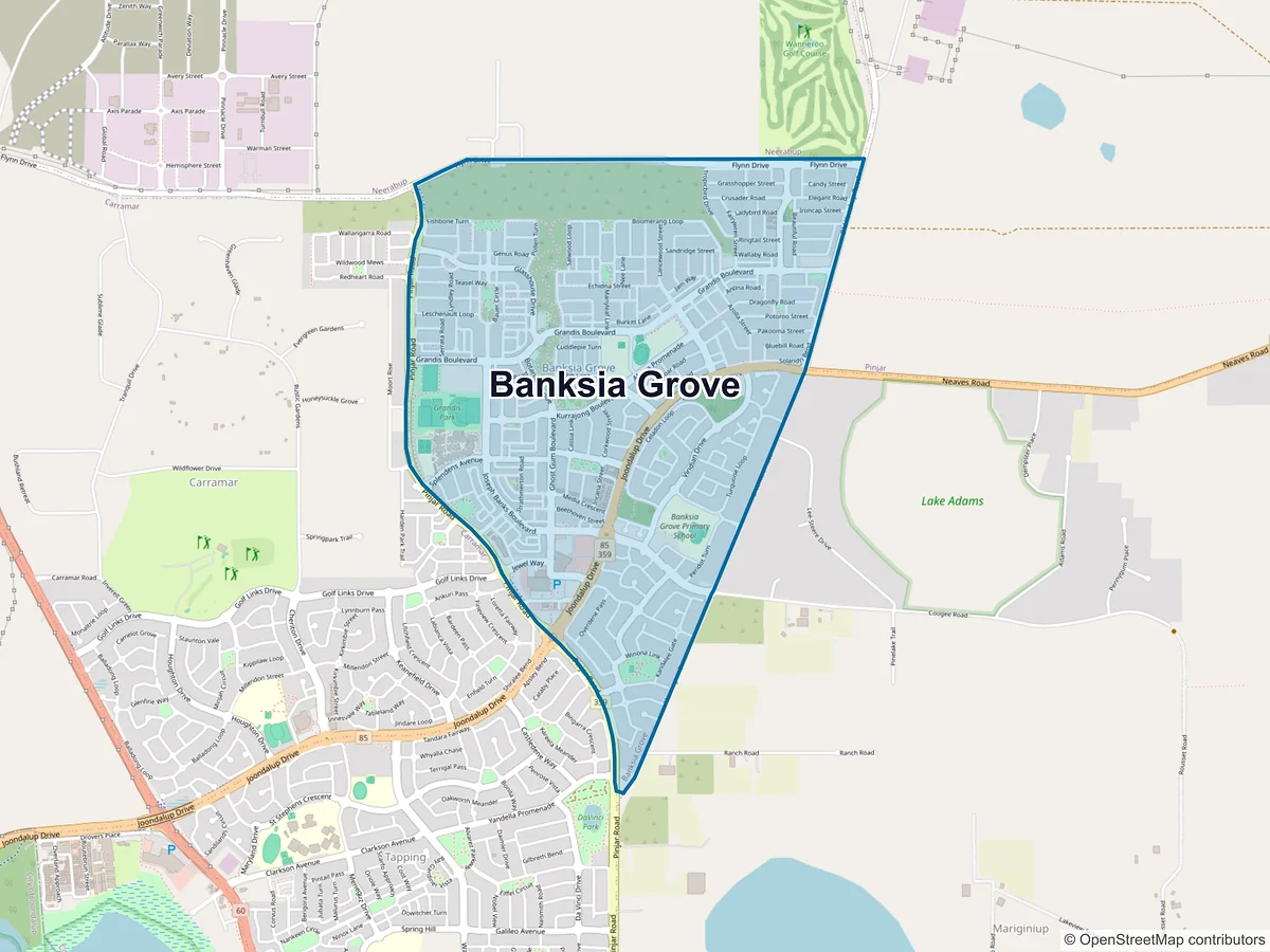 Map of Banksia Grove, WA, Australia