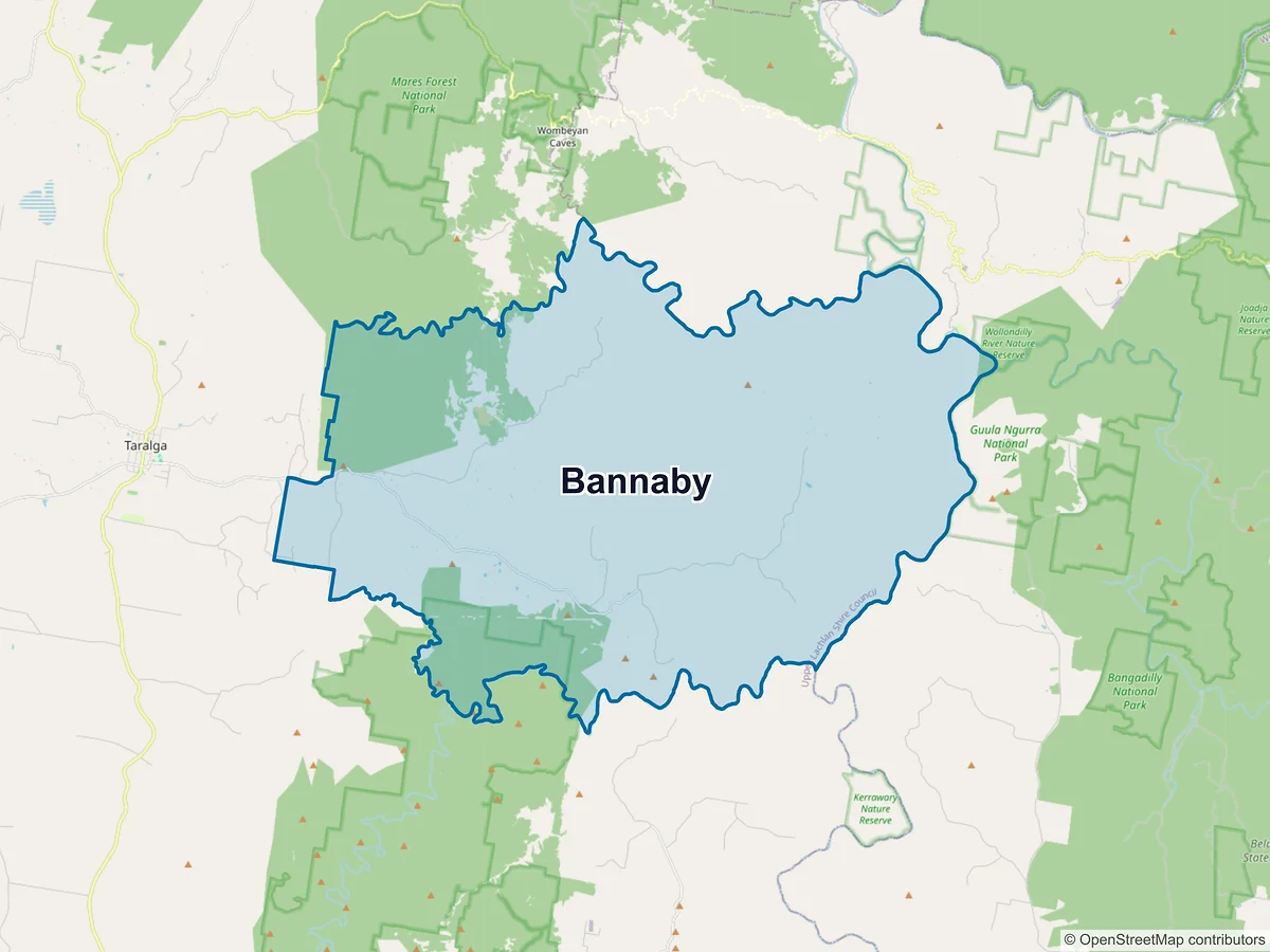 Map of Bannaby, NSW, Australia