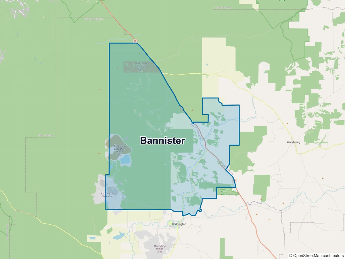Map of Bannister, WA, Australia
