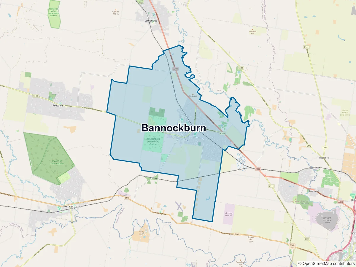 Map of Bannockburn, VIC, Australia