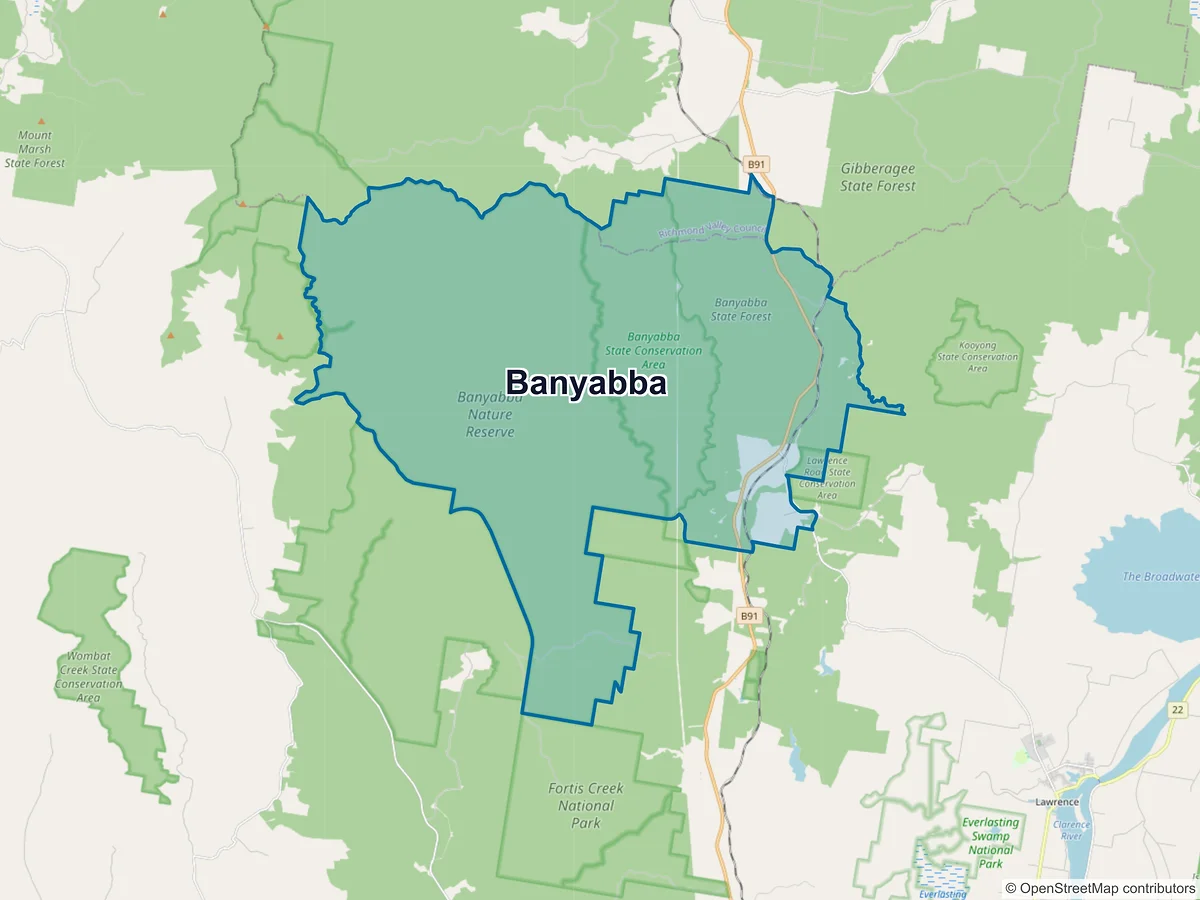 Map of Banyabba, NSW, Australia