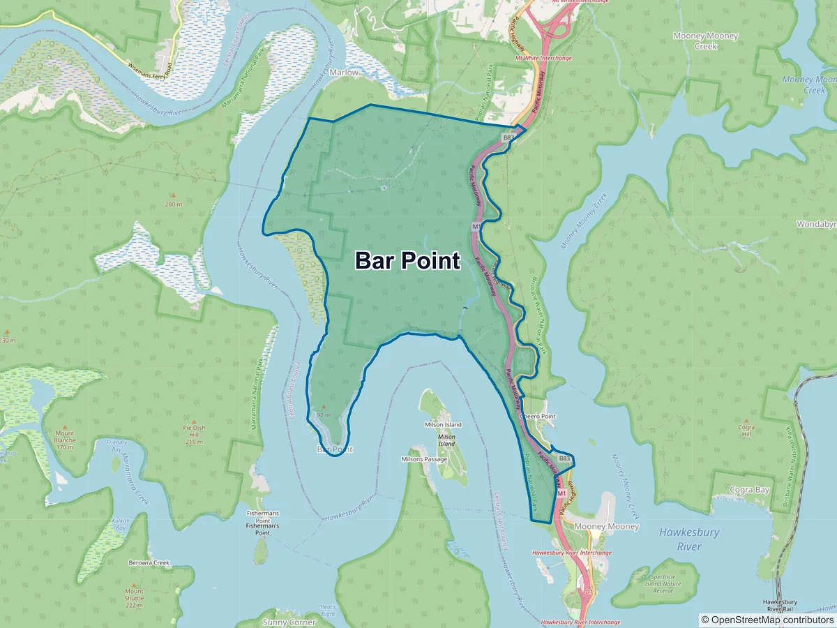 Map of Bar Point, NSW, Australia