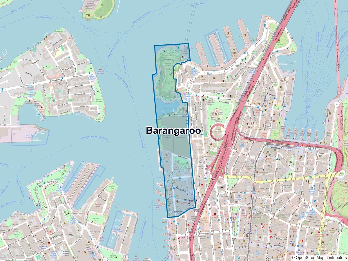 Map of Barangaroo, NSW, Australia