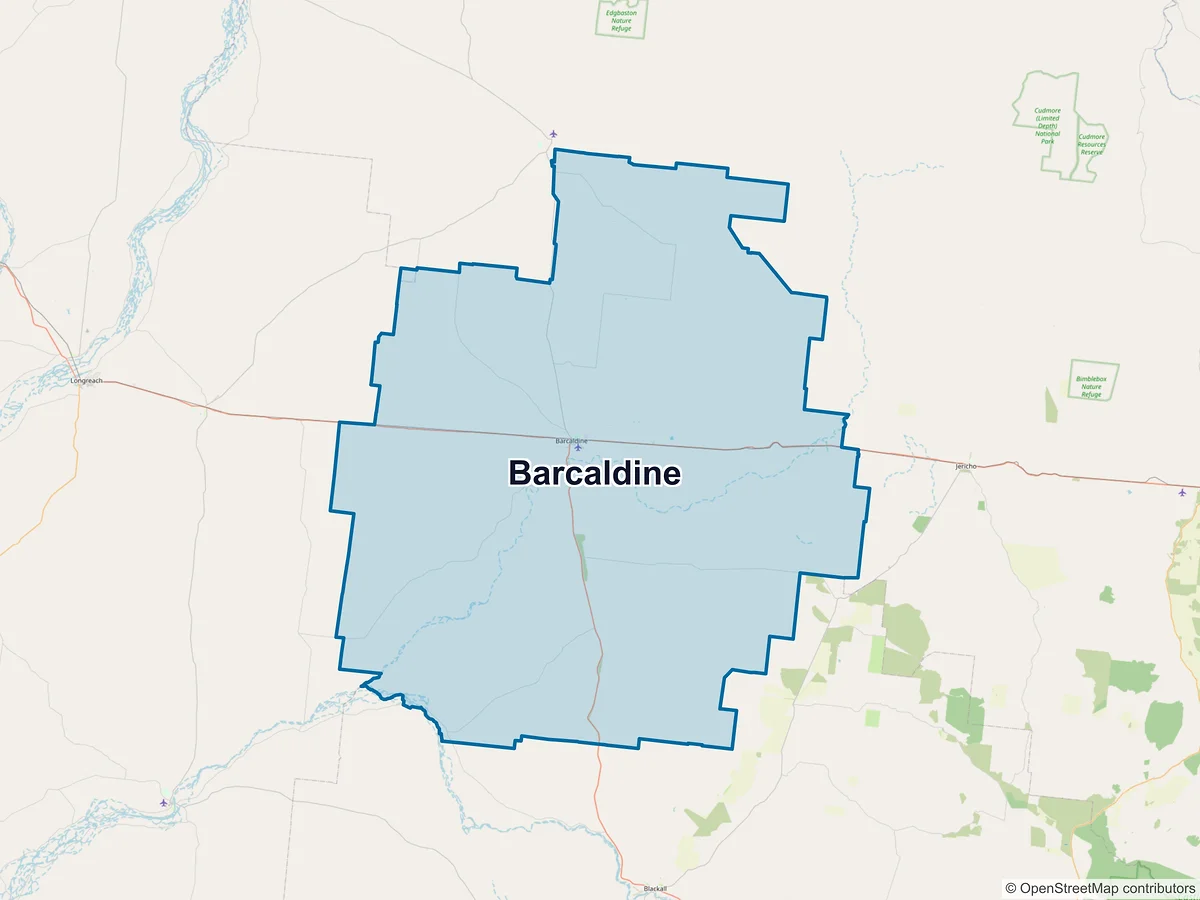 Map of Barcaldine, QLD, Australia