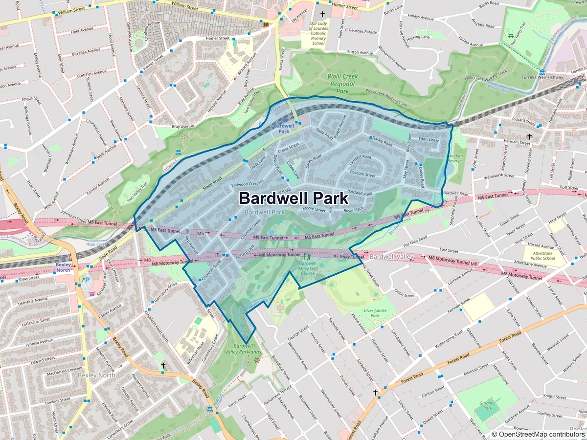 Map of Bardwell Park, NSW, Australia
