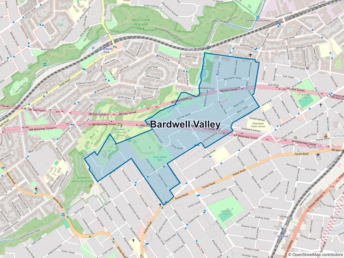 Map of Bardwell Valley, NSW, Australia