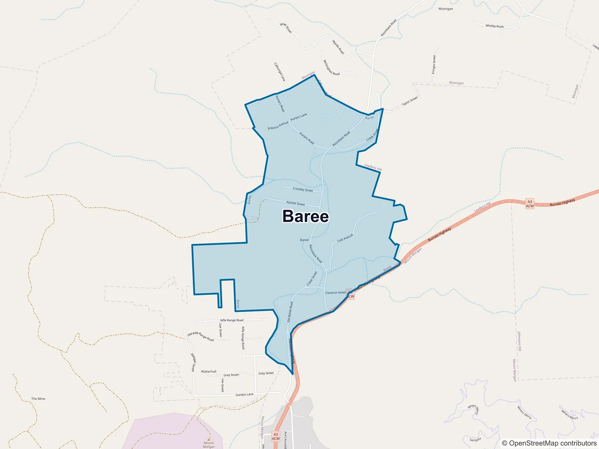 Map of Baree, QLD, Australia