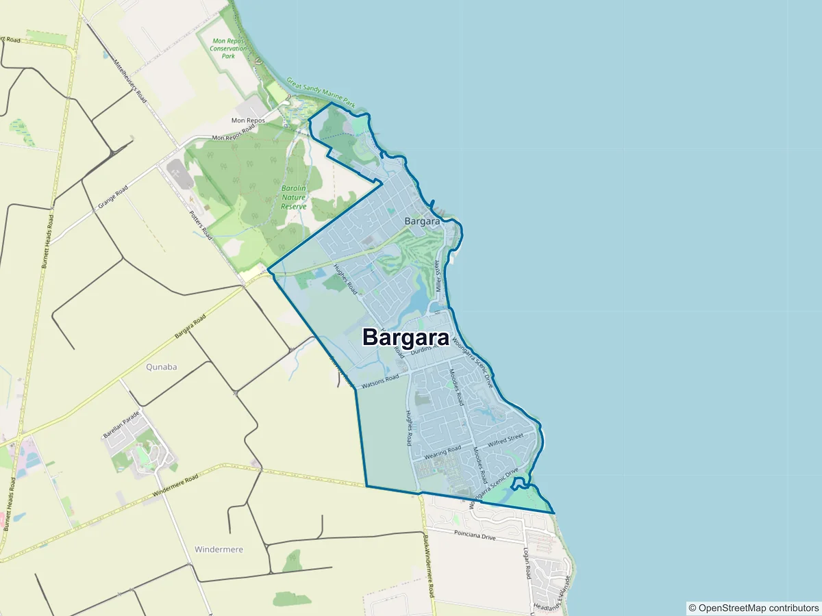 Map of Bargara, QLD, Australia