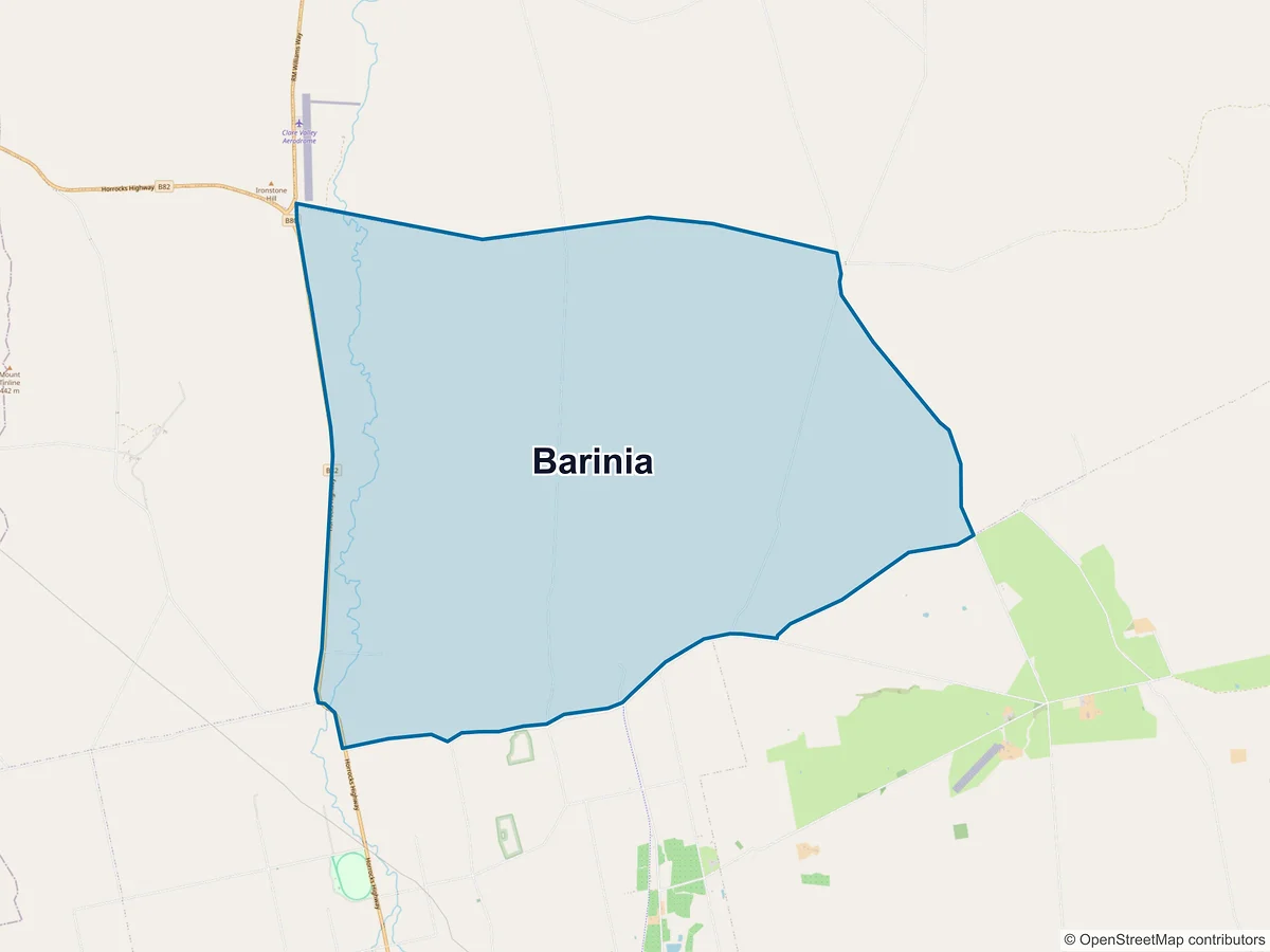 Map of Barinia, SA, Australia