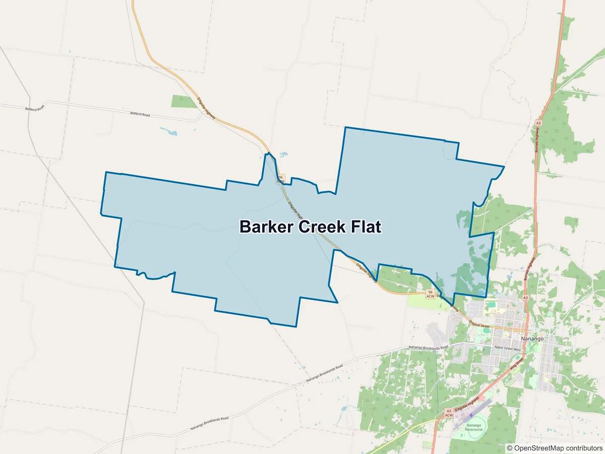 Map of Barker Creek Flat, QLD, Australia