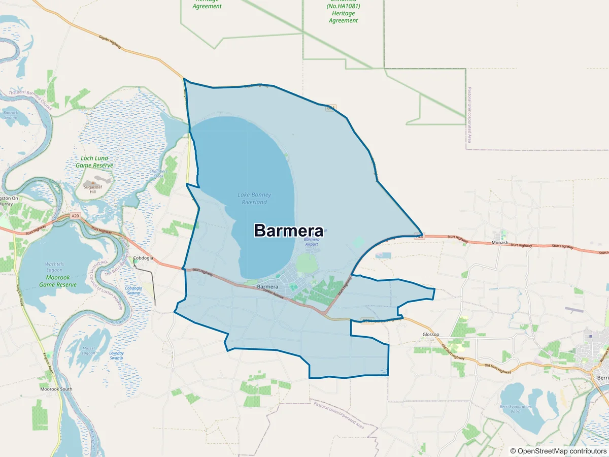 Map of Barmera, SA, Australia