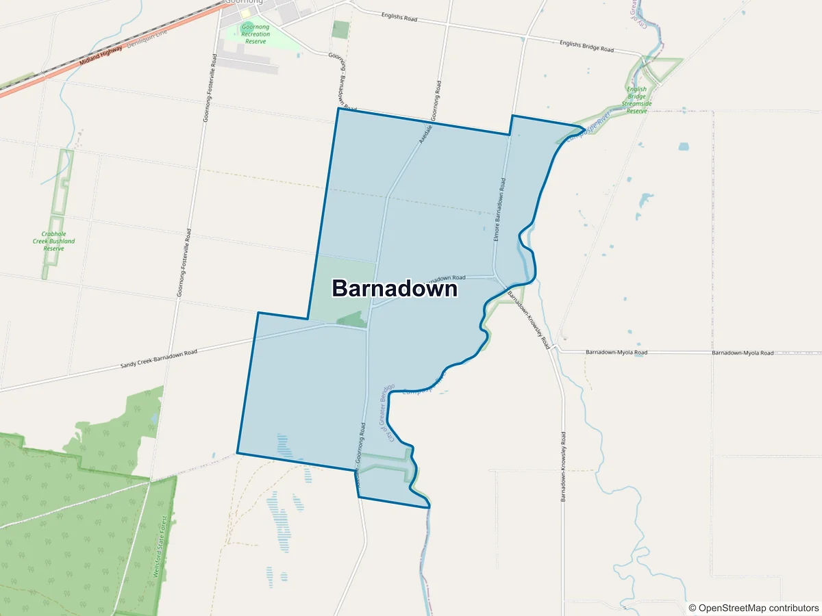 Map of Barnadown, VIC, Australia