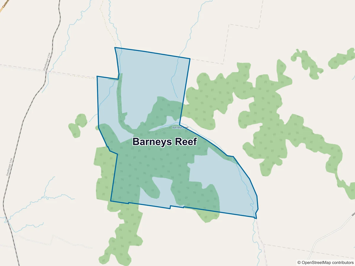 Map of Barneys Reef, NSW, Australia