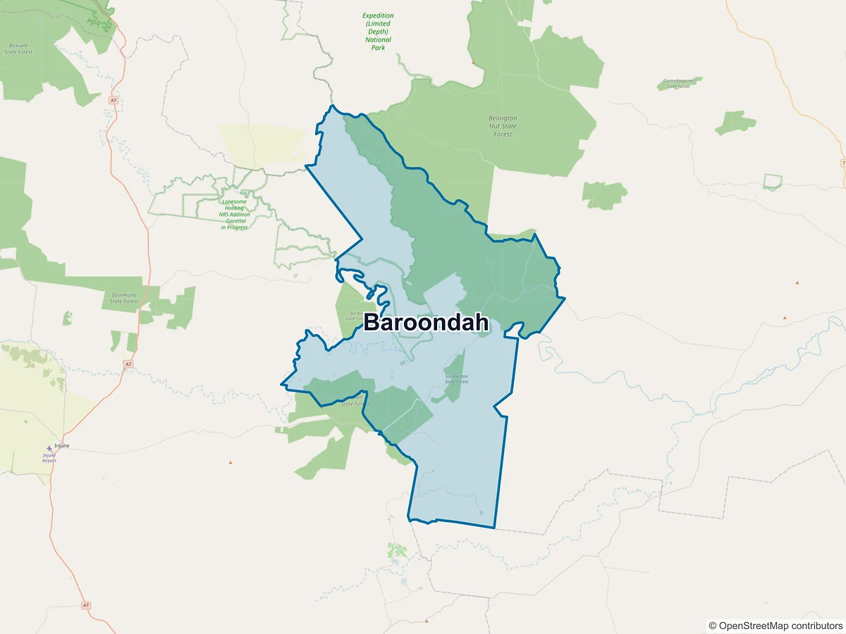 Map of Baroondah, QLD, Australia