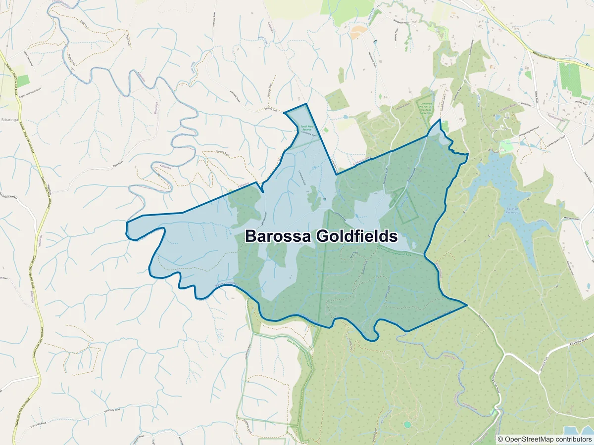 Map of Barossa Goldfields, SA, Australia