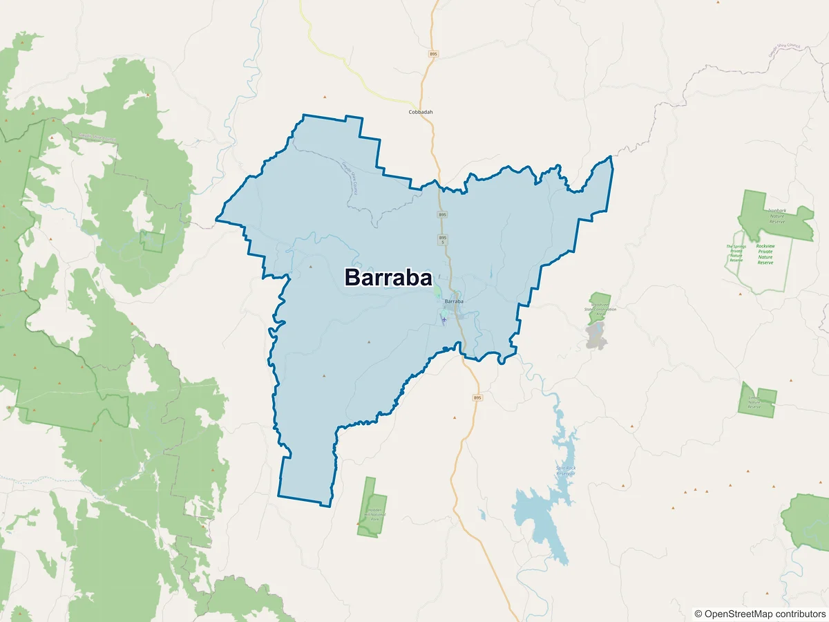 Map of Barraba, NSW, Australia