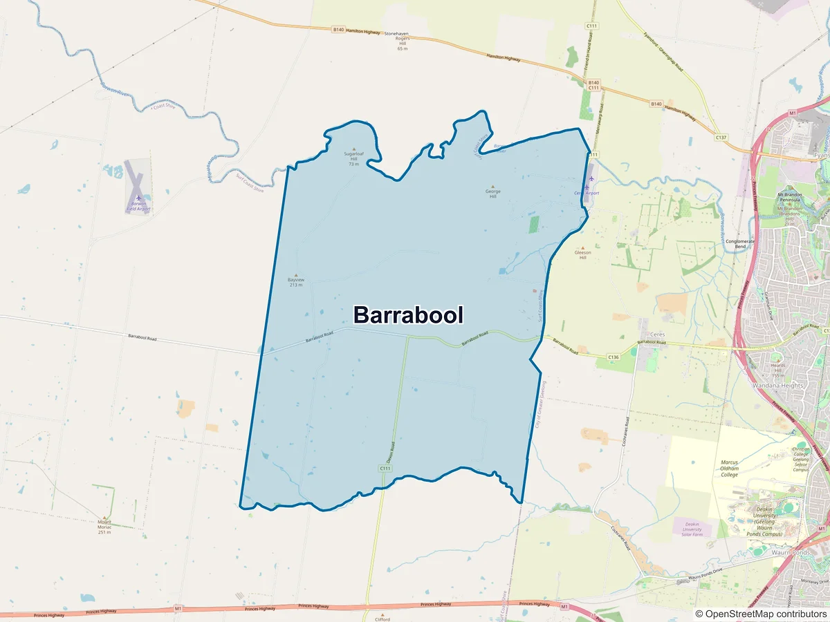 Map of Barrabool, VIC, Australia