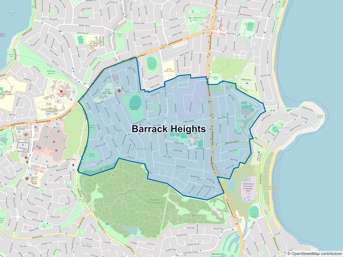 Map of Barrack Heights, NSW, Australia