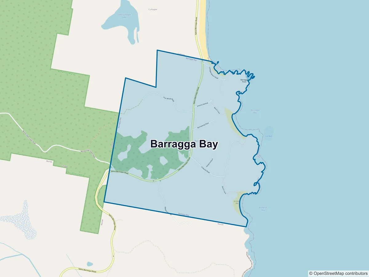 Map of Barragga Bay, NSW, Australia